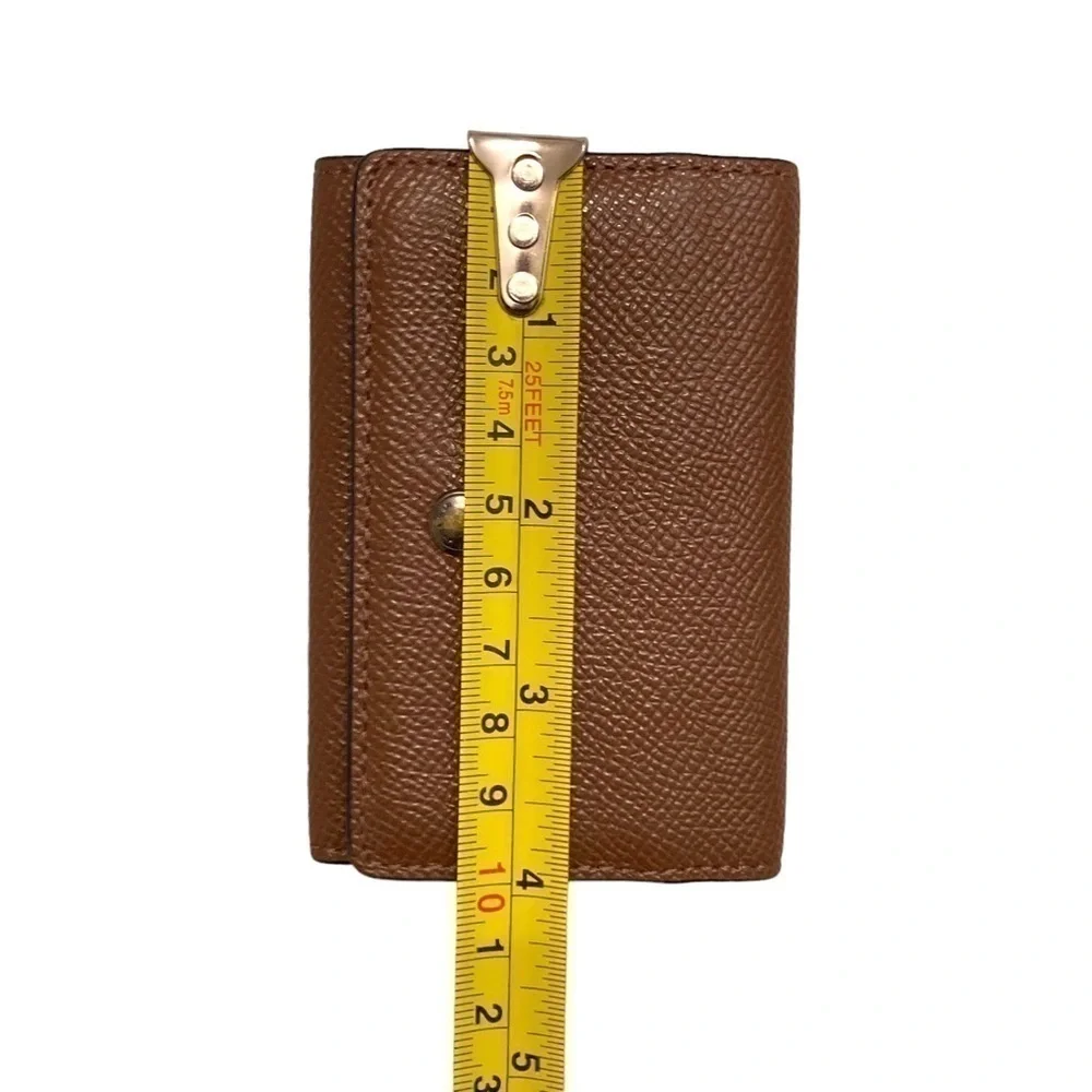 Coach brown textured leather key card hold mini wallet